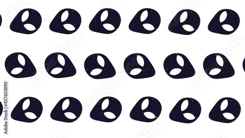 alien heads  pattern. Flat simple alien heads symbols.