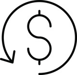 repayment icon. Conversion, dollar, money, payback