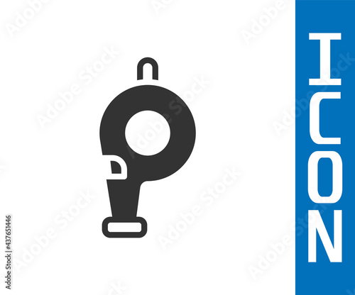 Grey Whistle icon isolated on white background. Referee symbol. Fitness and sport sign. Vector