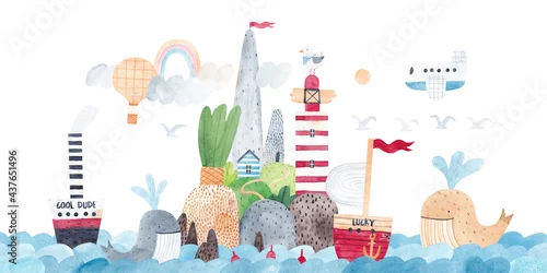 Obraz Urocza wyspa na oceanie. Port morski.