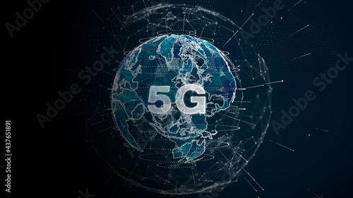 Technology 5G High Speed Internet Connection. global Network Digital data connection futuristic abstract background
