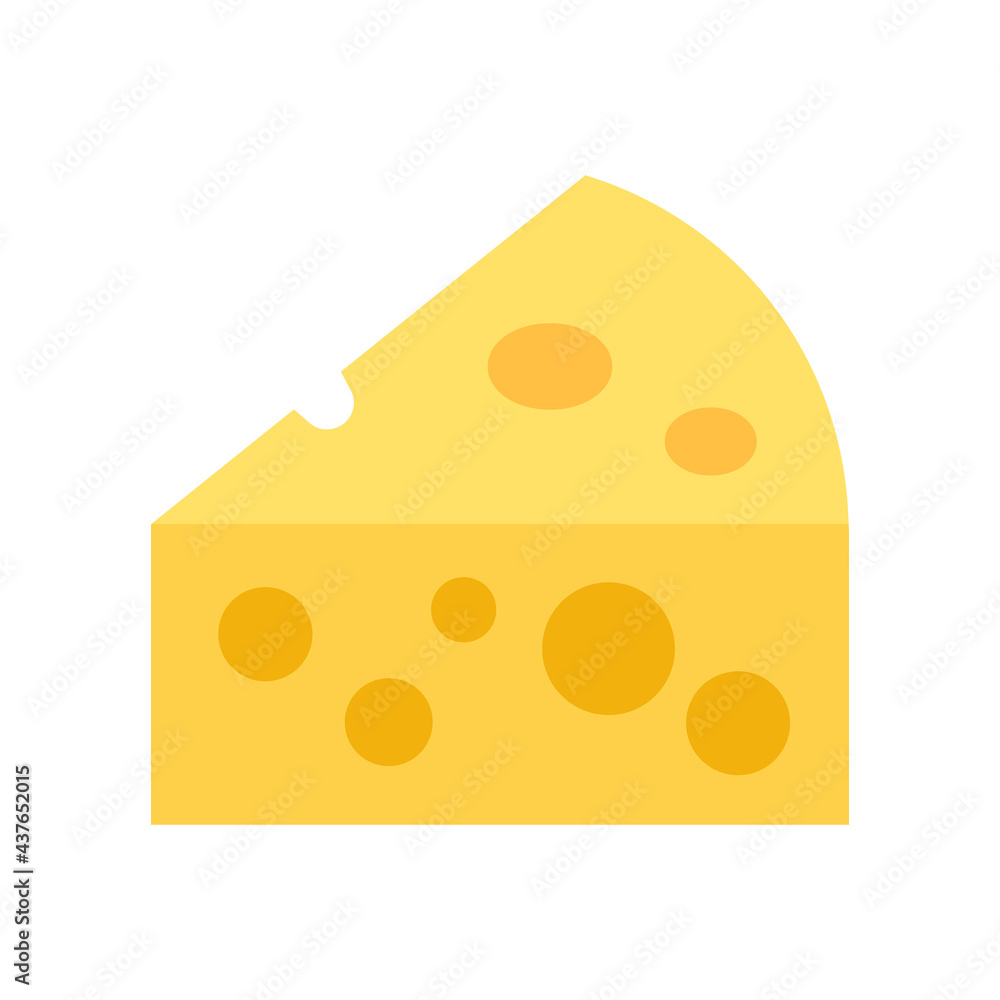 Cheese Vector Icon in Flat. Cheese is a dairy product, derived from milk and produced in wide ranges of flavors, textures and forms by coagulation of the milk protein casein. Vector Illustration Icon. Cheese Vector Icon in Flat. Cheese is a dairy product, derived from milk and produced in wide ranges of flavors, textures and forms by coagulation of the milk protein casein. Vector Illustration Icon.