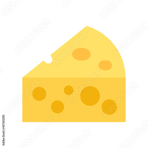 Cheese Vector Icon in Flat. Cheese is a dairy product, derived from milk and produced in wide ranges of flavors, textures and forms by coagulation of the milk protein casein. Vector Illustration Icon.