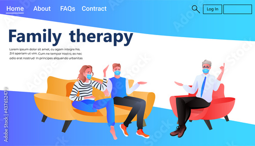 psychologist in mask dealing with problems in family relationships solving psychological problem on session