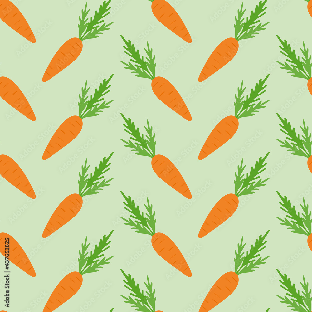 Vegetable children's pattern of carrots on a green background. Vegetable children's pattern of carrots on a green background.