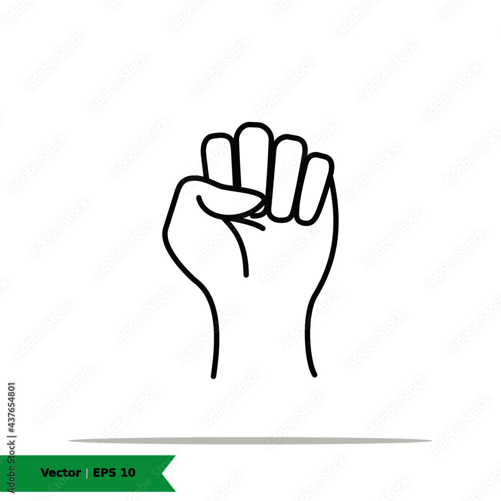 Obraz premium Raised fist - symbol of victory, strength, power and solidarity vector line icon for apps and websites