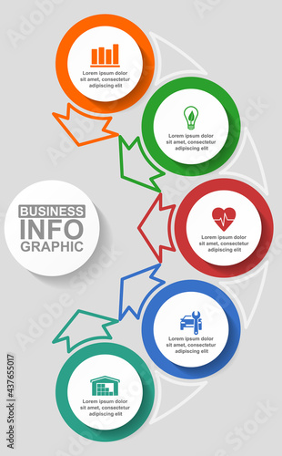 Modernt design business infographic template for presentation, diagram vector illustration with 5 options in eps 10