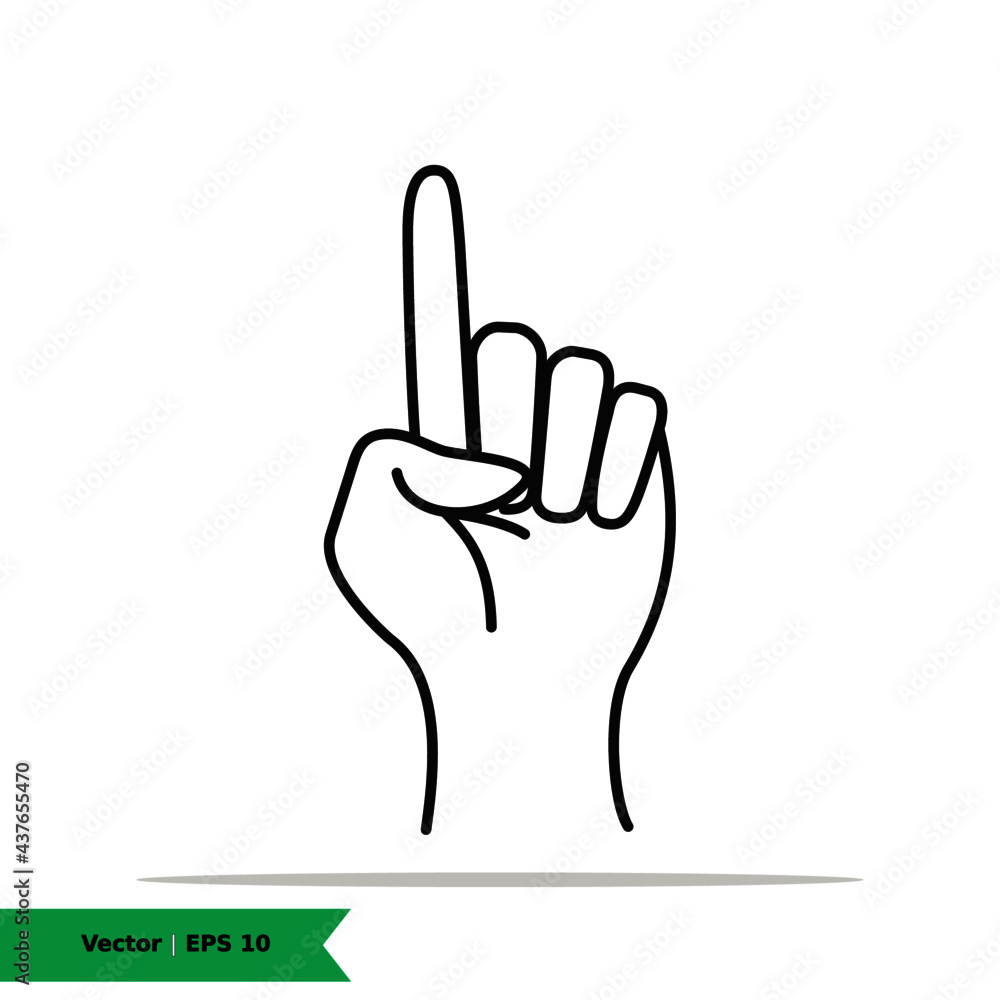 Obraz premium Gesture Hand Icon Illustration. Number One Sign Symbol. Vector Line Icon EPS 10