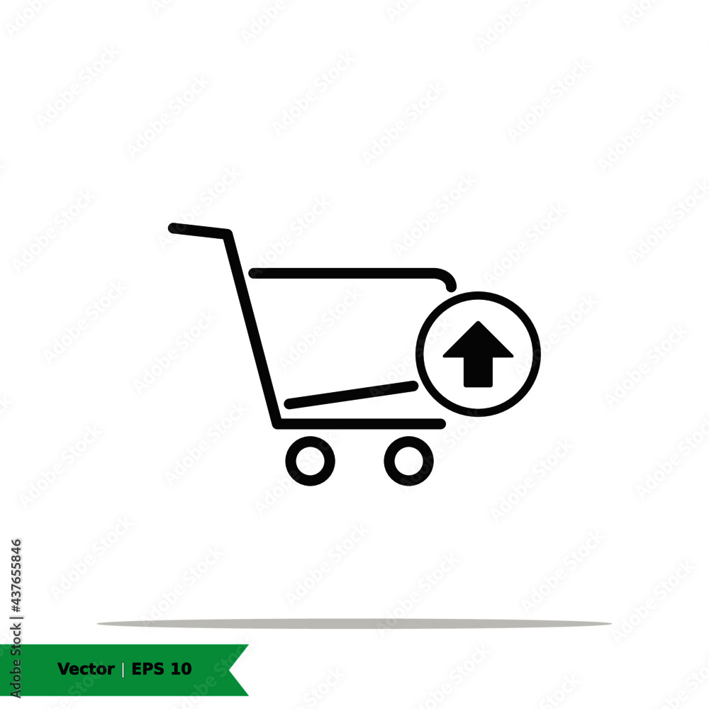 Shopping Cart with Arrow Up Icon Illustration. Shopping, Upload / Add Cart List Sign Symbol Logo Templete. Vector Icon EPS 10 Shopping Cart with Arrow Up Icon Illustration. Shopping, Upload / Add Cart List Sign Symbol Logo Templete. Vector Icon EPS 10
