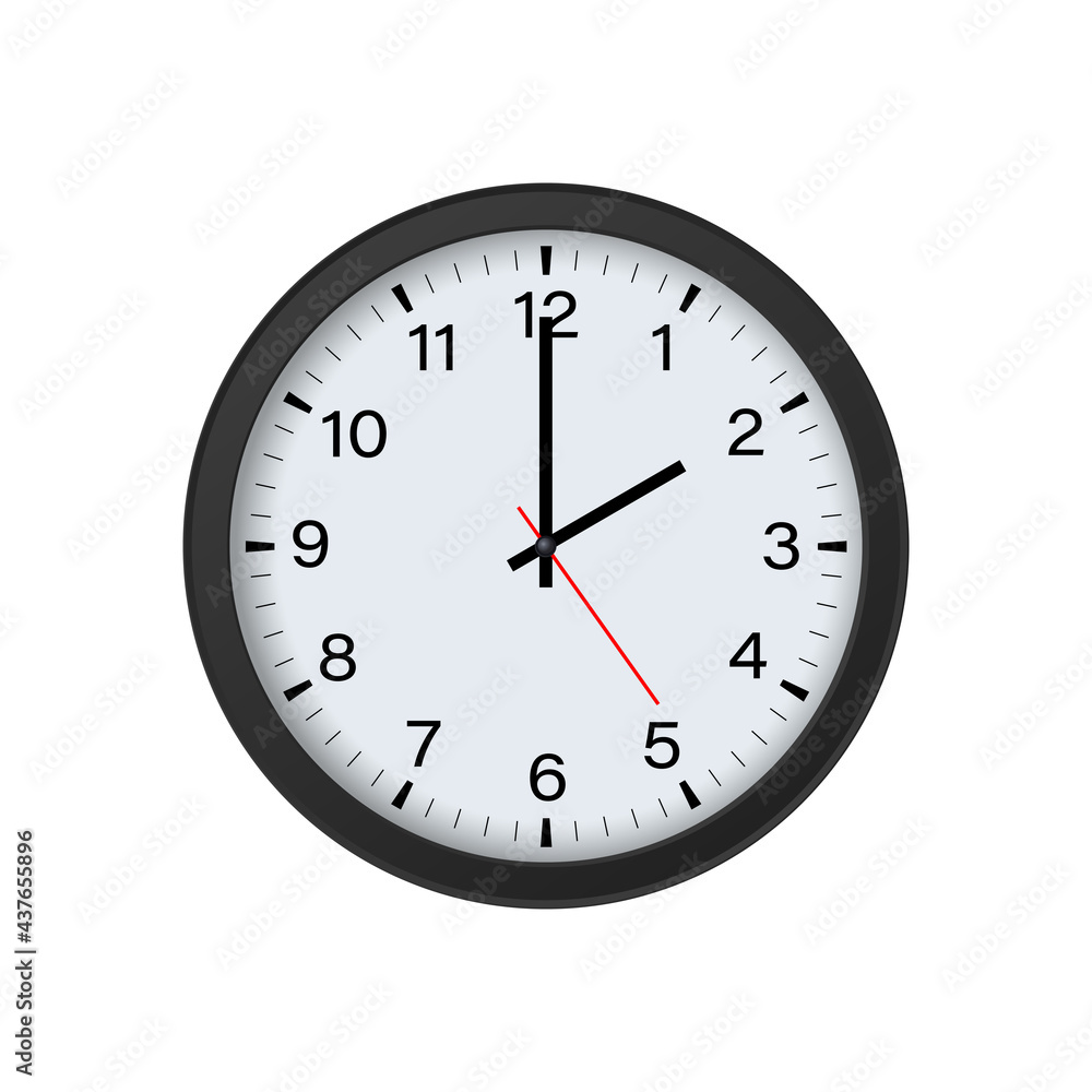 Round Clock Mockup Isolated on White Background, 2 O'clock. Vector Illustration Round Clock Mockup Isolated on White Background, 2 O'clock. Vector Illustration