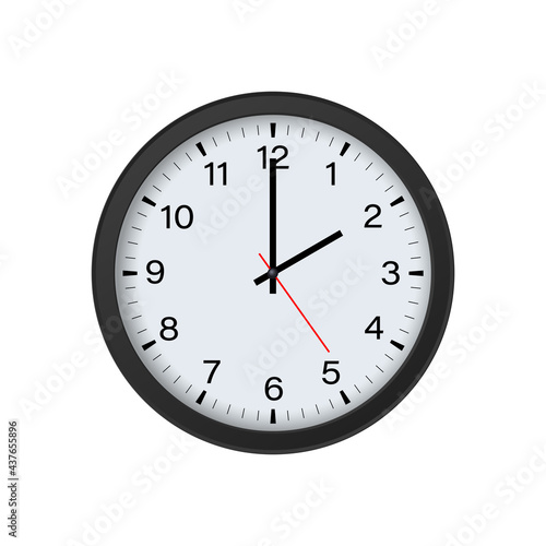 Round Clock Mockup Isolated on White Background, 2 O'clock. Vector Illustration