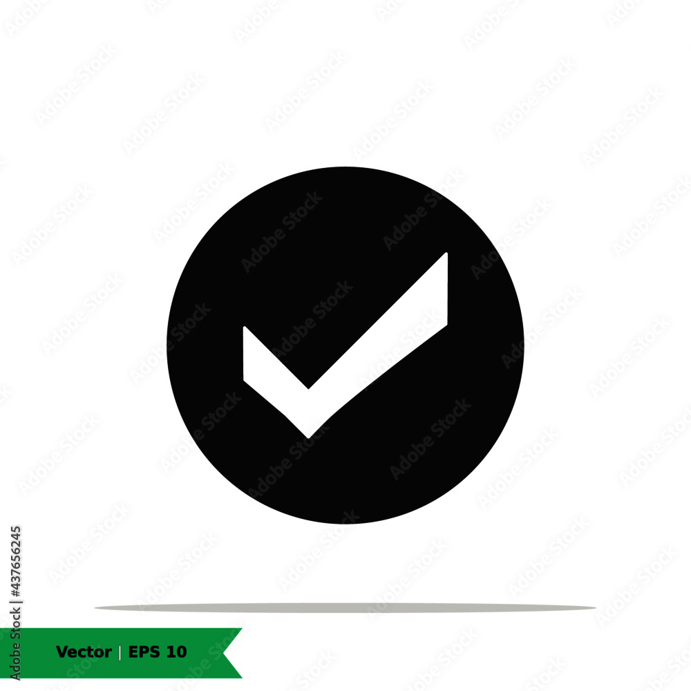 Check mark icon illustration. Vote yes sign symbol logo template. Vector Flat Stylist Icon EPS 10 Check mark icon illustration. Vote yes sign symbol logo template. Vector Flat Stylist Icon EPS 10