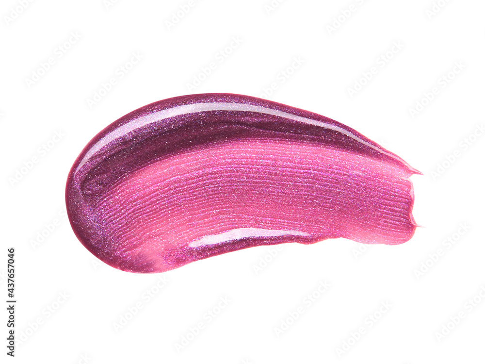 Smudged pink lip gloss sample isolated Smudged pink lip gloss sample isolated