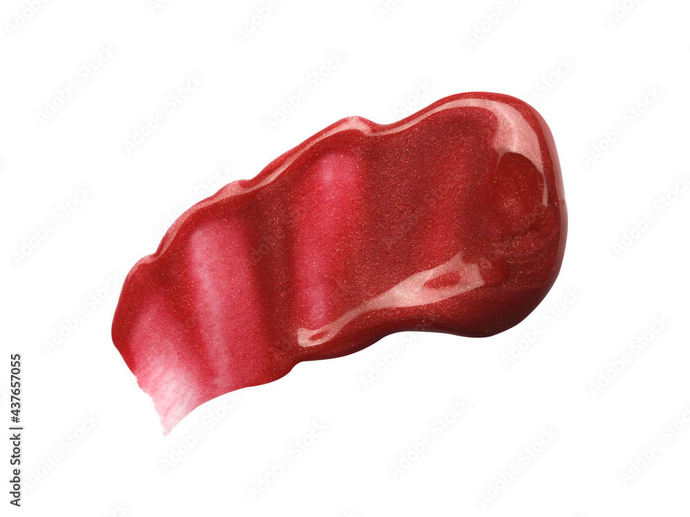 Smudged red lip gloss sample isolated Smudged red lip gloss sample isolated