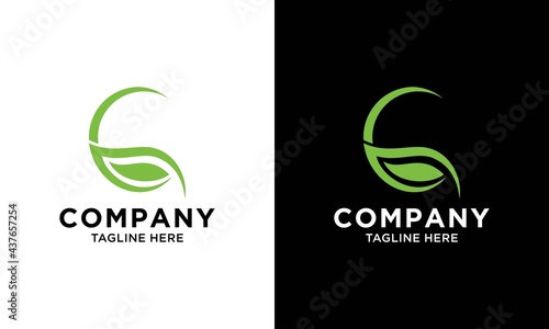Green logo vector design template with letter G and leaf