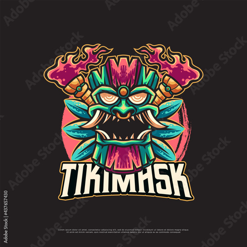 Tiki Mask Mascot Logo Design