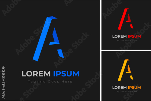 Modern 3d letter a logo design. Letter A logo template design. Creative Letter A Logo design vector template. Business corporate letter A logo design vector.