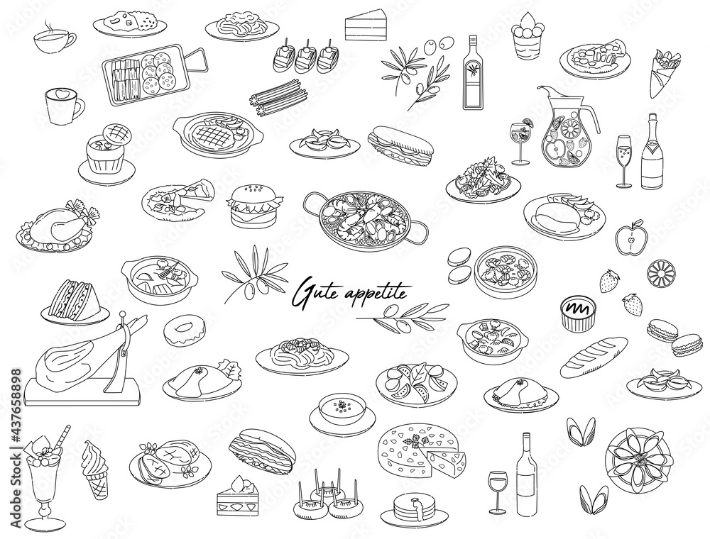 Various food icon illustration set Various food icon illustration set