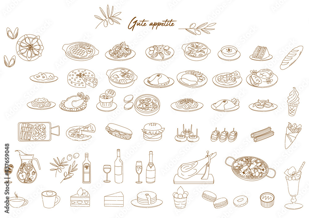 Various food icon illustration set Various food icon illustration set