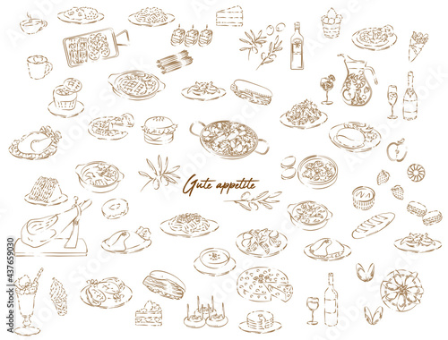Various food icon illustration set