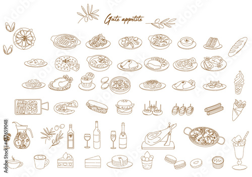 Various food icon illustration set