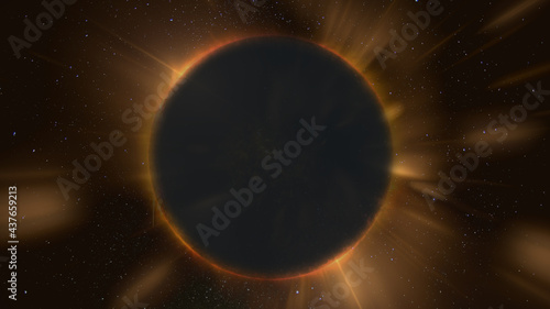 Fototapeta Naklejka Na Ścianę i Meble -  Annular solar eclipse. Sun rays and stars around. The elements of this image furnished by NASA.