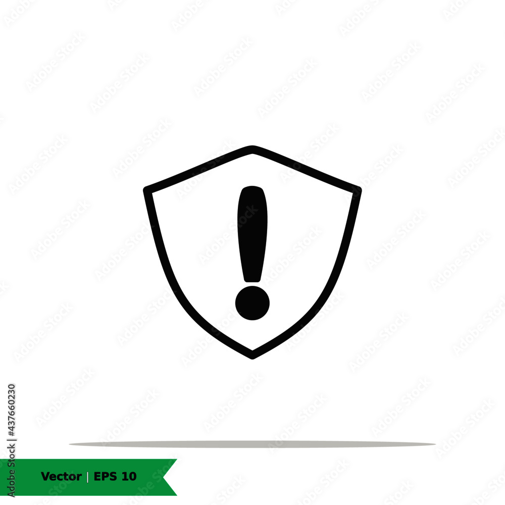 Shield with Warning Icon Illustration Logo Template. Shield Sign Symbol. Vector Line Icon EPS 10 Shield with Warning Icon Illustration Logo Template. Shield Sign Symbol. Vector Line Icon EPS 10