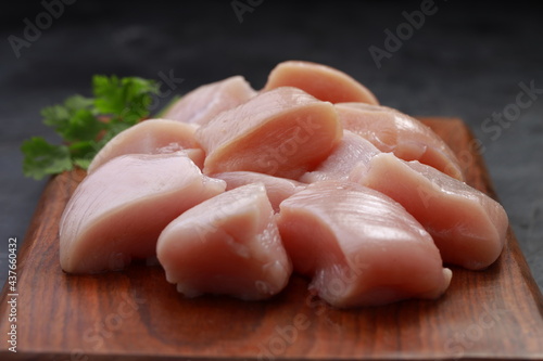 Raw chicken tender fry cut without skin