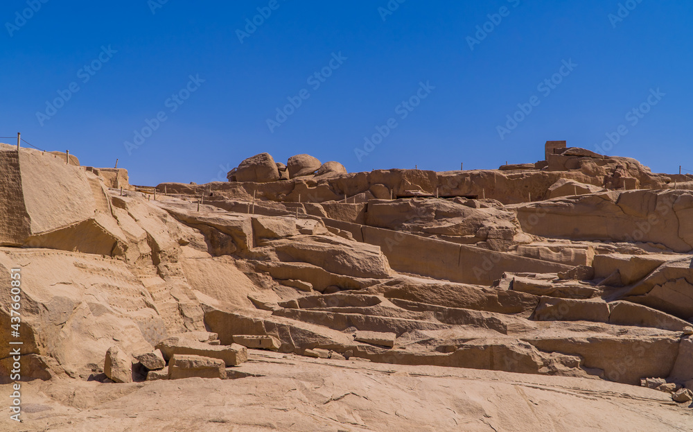A view of ancient Egyptian ruins and rocks at the Unfinished Obelisk in Aswan, southern Egypt A view of ancient Egyptian ruins and rocks at the Unfinished Obelisk in Aswan, southern Egypt