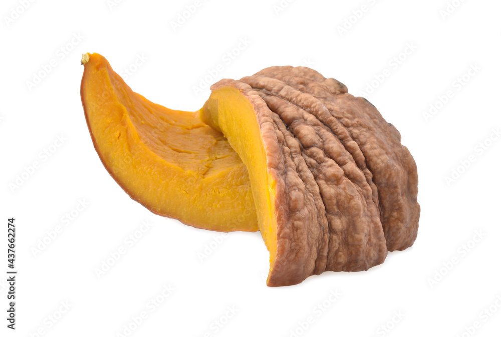 Slices of streamed pumpkin isolated on white background. Slices of streamed pumpkin isolated on white background.