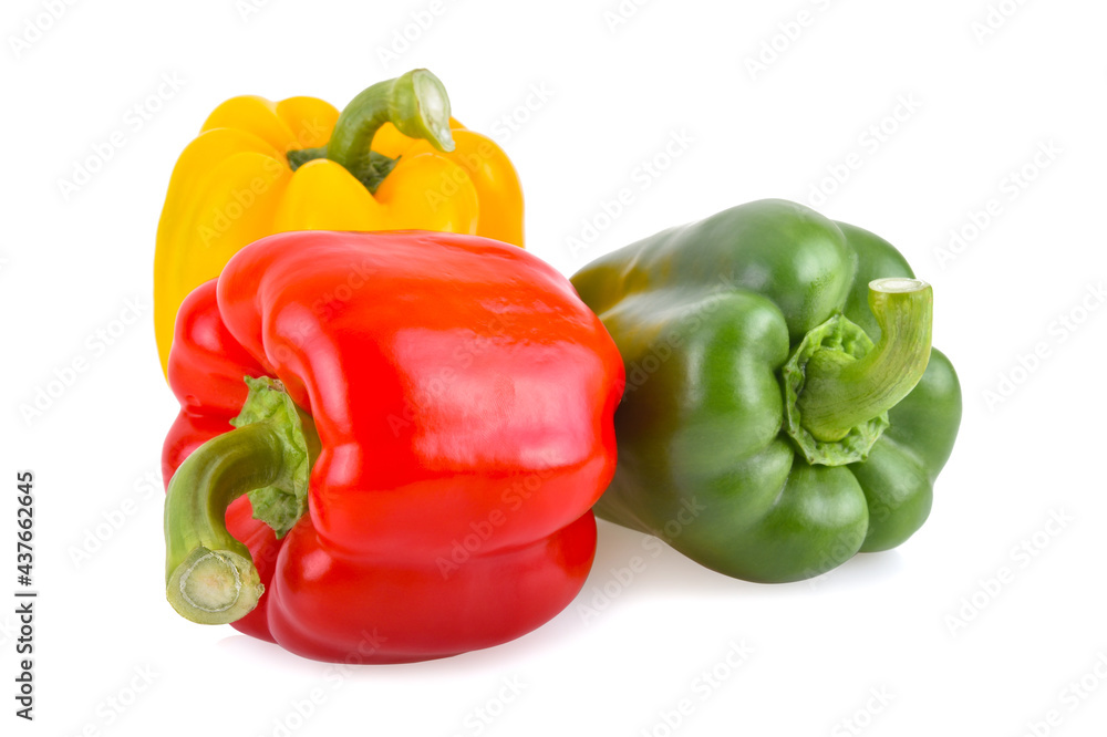 yellow,red,green, sweet bell pepper or capsicum isolated on white background yellow,red,green, sweet bell pepper or capsicum isolated on white background