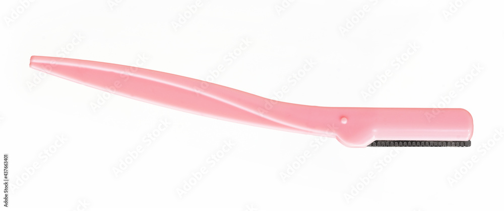 Pink eyebrow trimmer isolated on white background