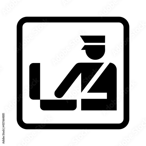 Customs control sign. Vector illustration of customs officer with luggage icon. Customs clearance symbol used in airport and border crossing. Information for passenger.