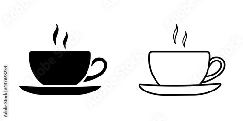 Cup of coffee icon template black color editable. Coffe cup symbol vector icon isolated on white background. Outline and silhouette illustration for graphic and web design