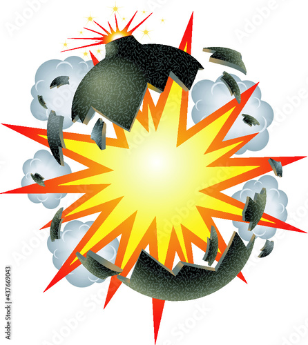 bomb explosion cartoon style vector background