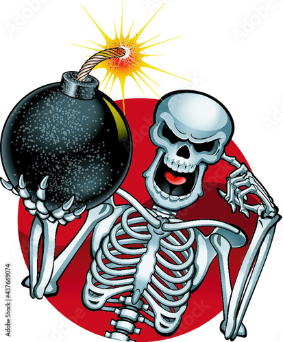 skeleton holding bomb in his hand
