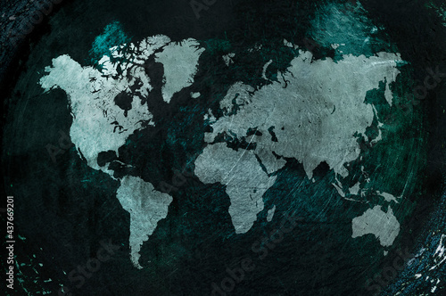 world map in rusty grunge background #437669201