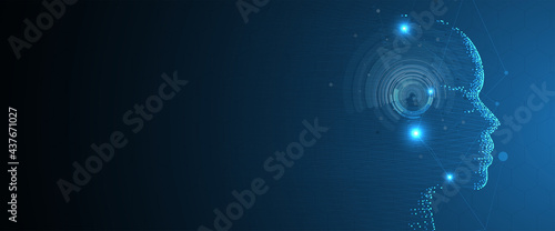 Abstract Artificial intelligence. Cloud computing. Machine learning. Technology web background. Virtual concept