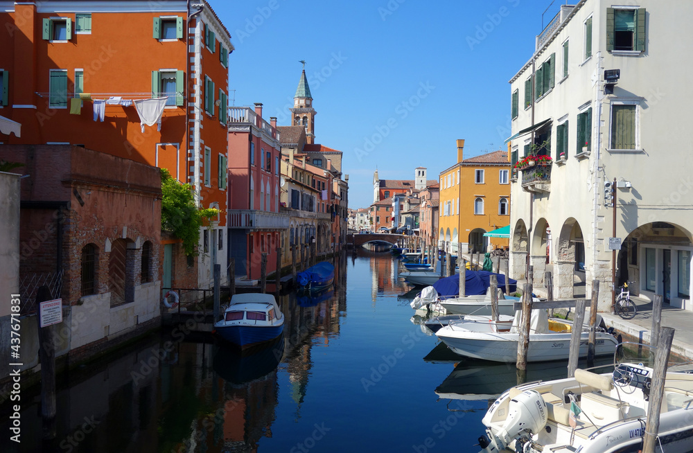 Canal Vena in Chioggia. Chioggia ist ein Seehafen in der italienischen Region Venetien. Lagune von Venedig. Italy.