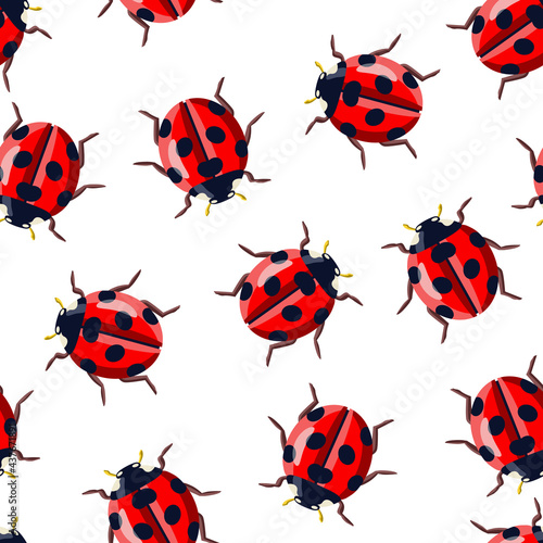 Ladybug Seamless Pattern. © Marina Grau