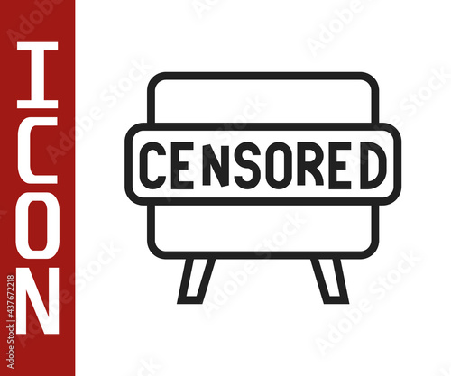 Black line Censored stamp icon isolated on white background. Vector