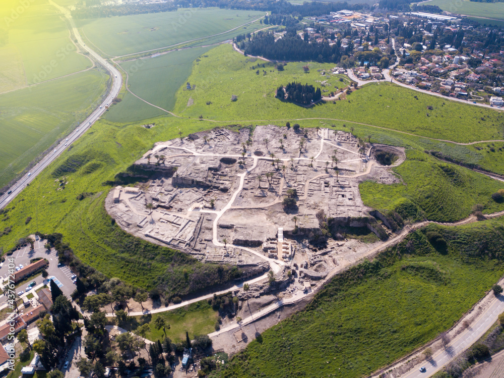 Megiddo national park in Israel. Archeological site of biblical Tel