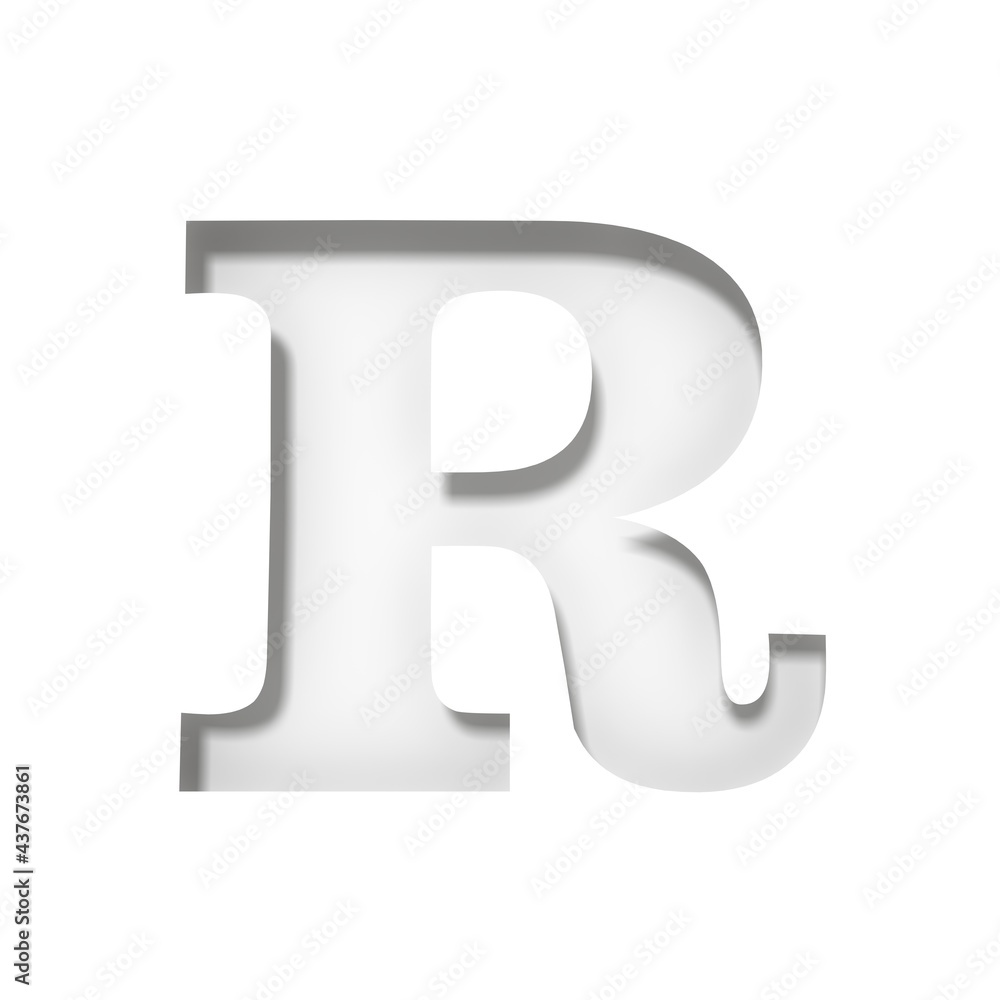 R letter white sign stencil cut out design alphabet capital letter 3d rendering isolated on white background in high resolution R letter white sign stencil cut out design alphabet capital letter 3d rendering isolated on white background in high resolution