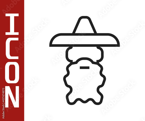 Black line Wizard warlock icon isolated on white background. Vector