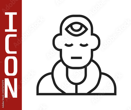 Black line Wizard warlock icon isolated on white background. Vector