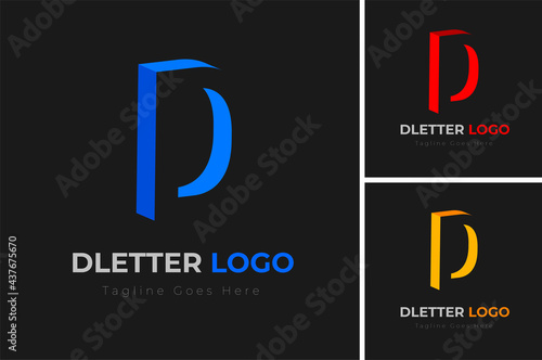 Modern 3d letter D logo design. Letter D logo template design. Creative Letter D Logo design vector template. Business corporate letter D logo design vector.