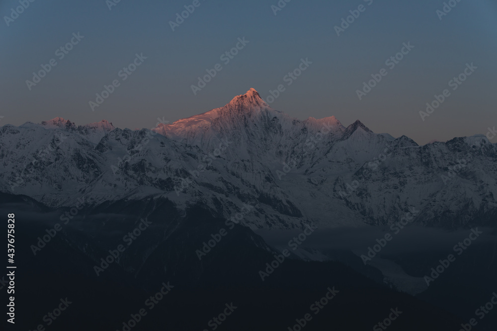 Meili Snow Mountains Twilight and Sunrise, Yunnan Province, China