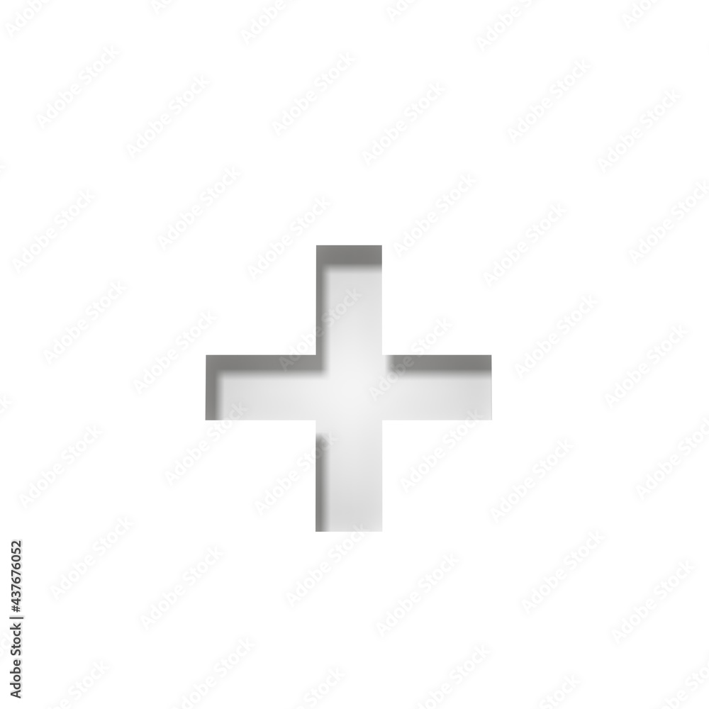 Plus sign + symbol white cross stencil cut out design 3d rendering in high resolution Plus sign + symbol white cross stencil cut out design 3d rendering in high resolution