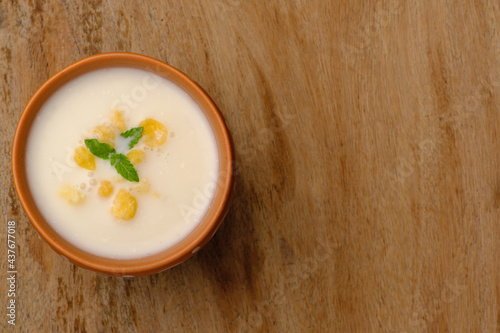 Indian style summer drink masala chach or raita made from buttermilk