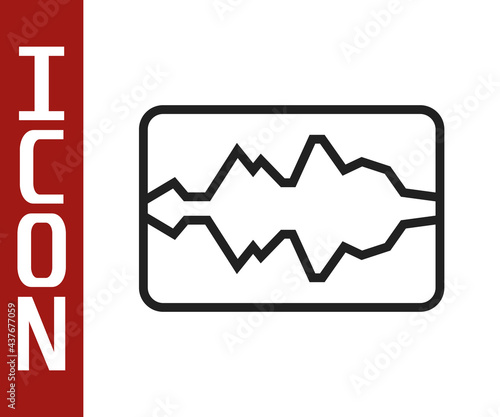 Black line Music wave equalizer icon isolated on white background. Sound wave. Audio digital equalizer technology, console panel, pulse musical. Vector